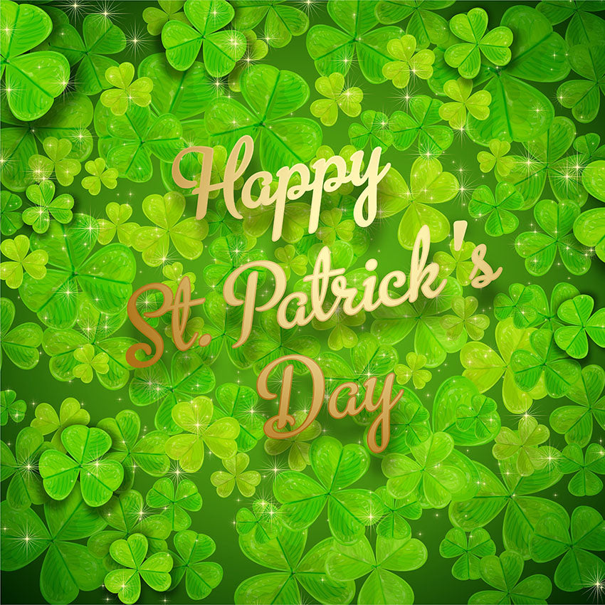 Happy Saint Patrick's Day Clover Green Backdrop for Photography LV-132