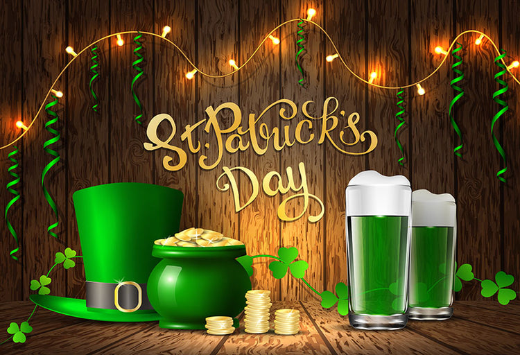 St. Patrick's Day Green Bear Hat Money Photography Backdrop LV-1330 ...