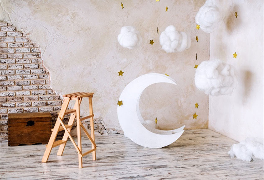 White Clouds Moon Baby Backdrop for Photo Studio