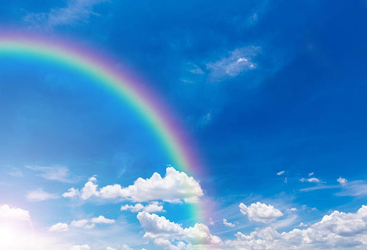 Blue Sky White Clouds Colorful Rainbow Scenery Photography Backdrop