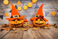 Pumpkins in Witch Hats Halloween Backdrop for Photo Booth