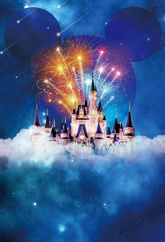 Castle Night Fireworks Backdrop for Photography LV-619