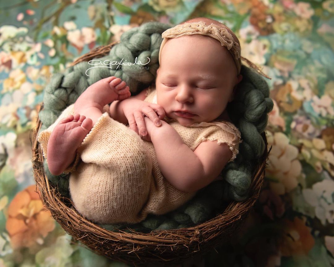 Floral Green Backdrops for Baby Newborn Photo Shoot