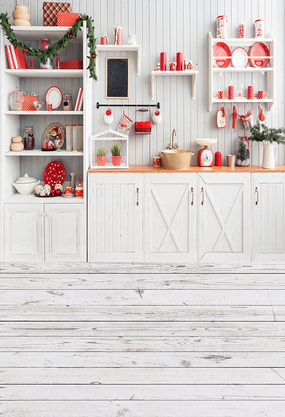 Kitchen Photo Box Backdrop Christmas Kitchen Backdrop for Photography LV-946