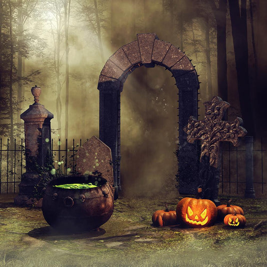 Horrible Forest Pumpkin Halloween Backdrop for Studio DBD-19056