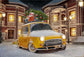 Snow Yellow Car Christmas Backdrop For Photography DBD-H19157