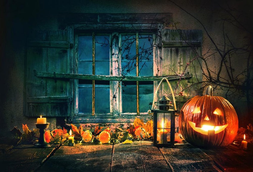  Halloween Pumpkin Candle Wooden Backdrop for Studio  DBD-H19070