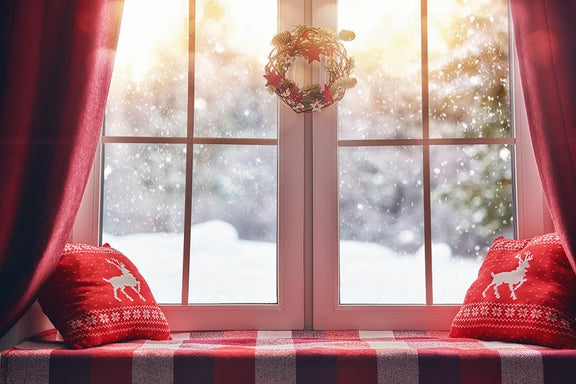 Christmas Snow And Sunshine Outside Window Backdrops for Photography D ...